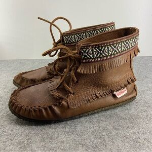 SoftMoc Leather Fringe Boot Tan Moccasins Women’s Size 7